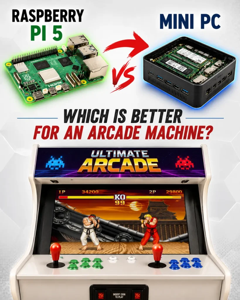 Raspberry Pi 5 vs Mini PC comparison for arcade machines
